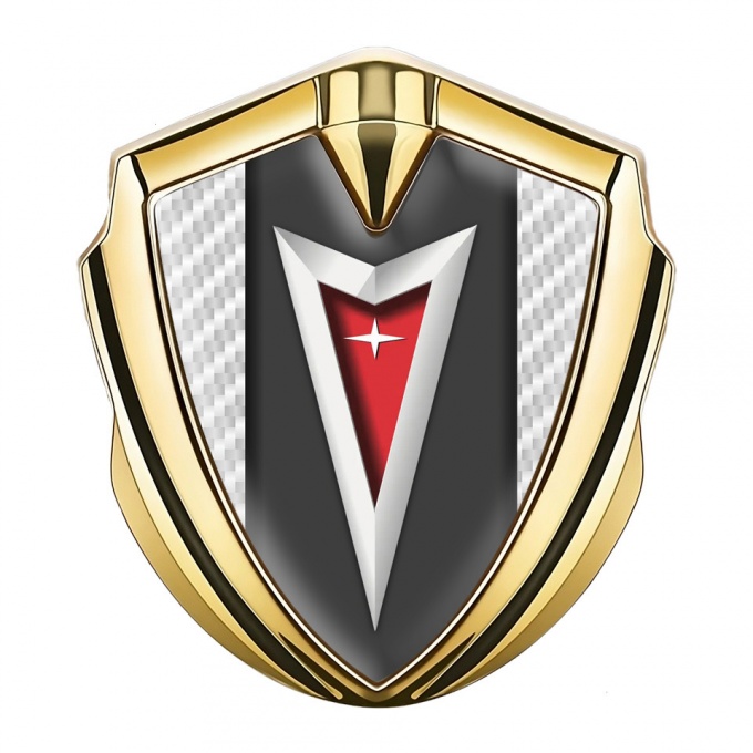 Pontiac Emblem Silicon Badge Gold White Carbon Classic Logo Edition