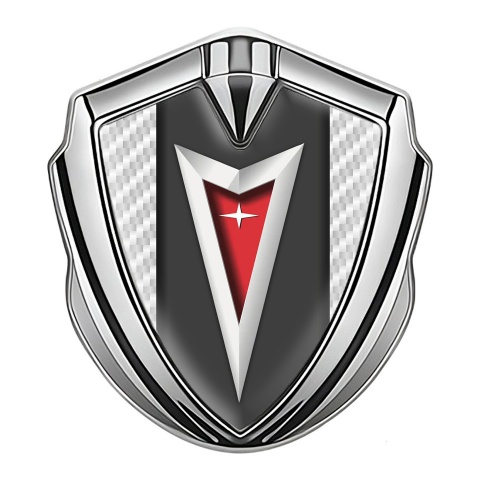 Pontiac Emblem Silicon Badge Silver White Carbon Classic Logo Edition