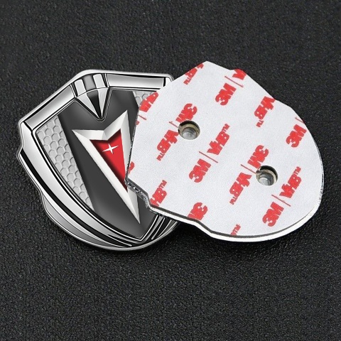 Pontiac Badge Self Adhesive Silver Grey Honeycomb Classic Logo Edition