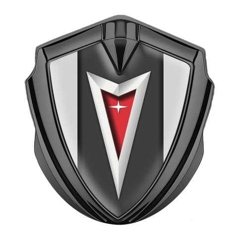 Pontiac Fender Emblem Badge Graphite Grey Frame Classic Logo Design
