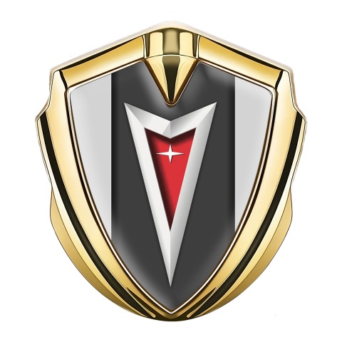 Pontiac Fender Emblem Badge Gold Grey Frame Classic Logo Design