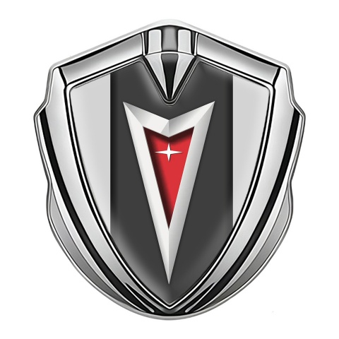 Pontiac Fender Emblem Badge Silver Grey Frame Classic Logo Design