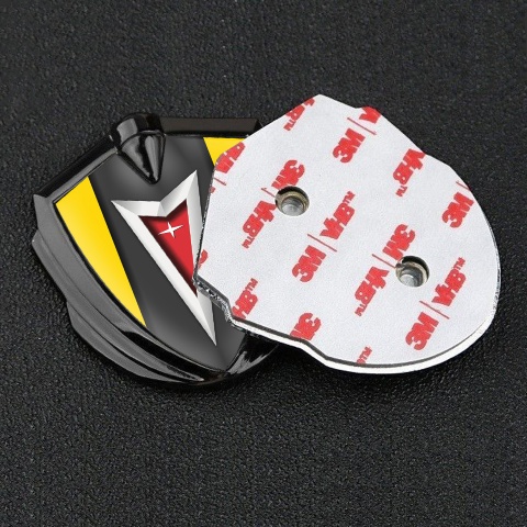Pontiac Domed Emblem Badge Graphite Yellow Frame Classic Logo Edition