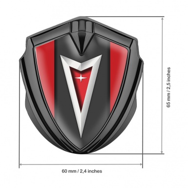 Pontiac Emblem Ornament Graphite Red Frame Classic Logo Edition