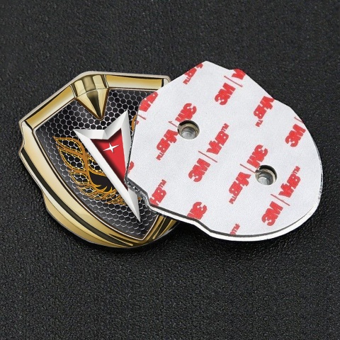 Pontiac Emblem Silicon Badge Gold Dark Mesh Copper Firebird Wings