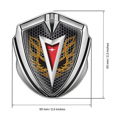 Pontiac Emblem Silicon Badge Silver Dark Mesh Copper Firebird Wings