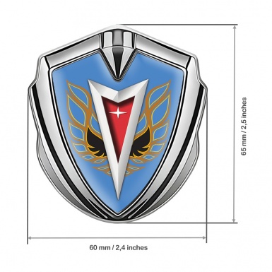 Pontiac Metal Domed Emblem Silver Blue Base Copper Firebird Wings