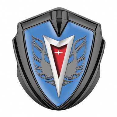 Pontiac Badge Self Adhesive Graphite Blue Base Grey Firebird Wings