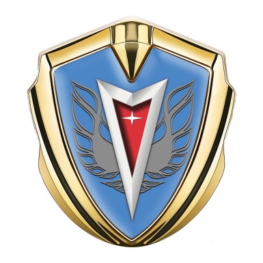 Pontiac Badge Self Adhesive Gold Blue Base Grey Firebird Wings