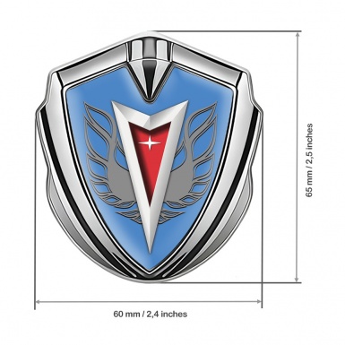 Pontiac Badge Self Adhesive Silver Blue Base Grey Firebird Wings