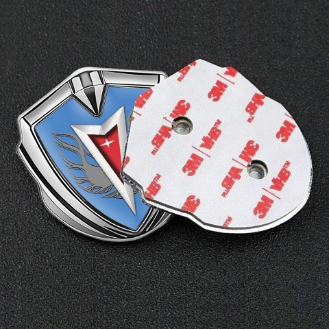 Pontiac Badge Self Adhesive Silver Blue Base Grey Firebird Wings