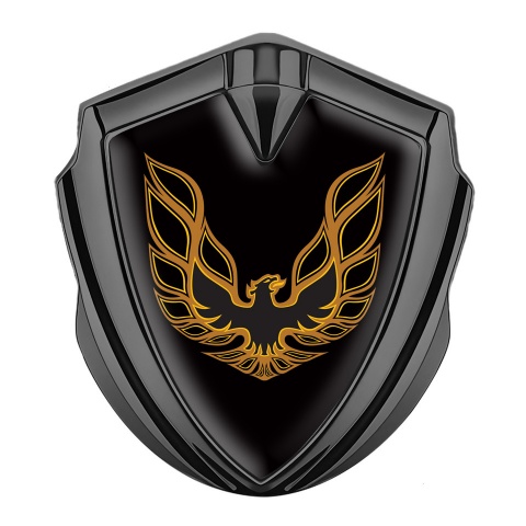 Pontiac Emblem Fender Badge Graphite Black Base Copper Firebird Logo
