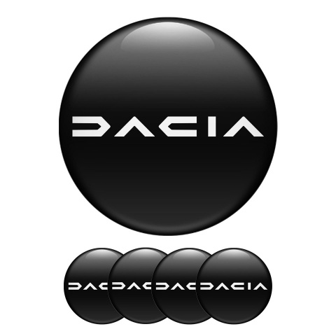 Dacia Domed Stickers Wheel Center Cap Black White Logo