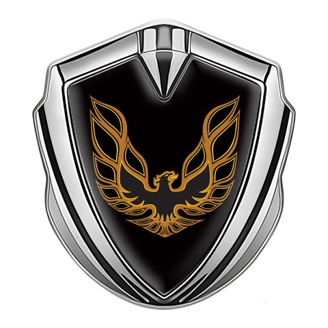 Pontiac Emblem Fender Badge Silver Black Base Copper Firebird Logo