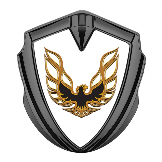 Pontiac Fender Emblem Badge Graphite White Base Copper Firebird Logo