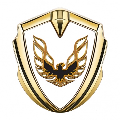 Pontiac Fender Emblem Badge Gold White Base Copper Firebird Logo