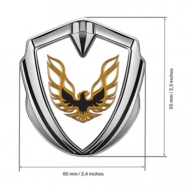 Pontiac Fender Emblem Badge Silver White Base Copper Firebird Logo