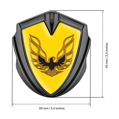 Pontiac Firebird Emblem Self Adhesive Graphite Yellow Base Copper Logo
