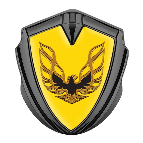 Pontiac Firebird Emblem Self Adhesive Graphite Yellow Base Copper Logo