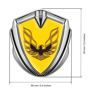 Pontiac Firebird Emblem Self Adhesive Silver Yellow Base Copper Logo