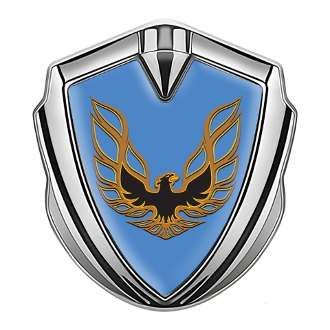 Pontiac Firebird Emblem Ornament Badge Silver Blue Base Copper Logo