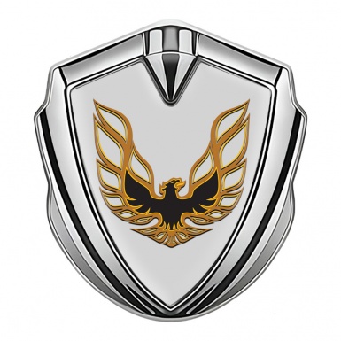 Pontiac Firebird Bodyside Domed Emblem Silver Grey Base Copper Logo