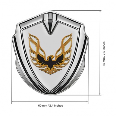Pontiac Firebird Bodyside Domed Emblem Silver Grey Base Copper Logo