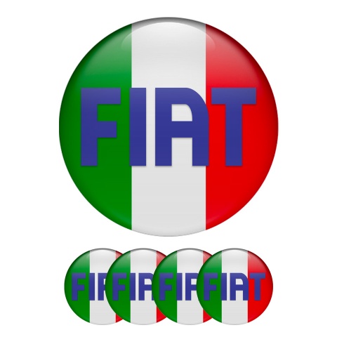 Fiat Silicone Stickers Center Caps Italy Flag