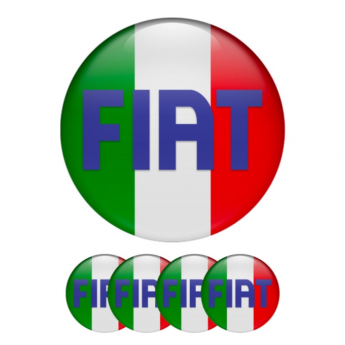 Fiat Silicone Stickers Center Caps Italy Flag