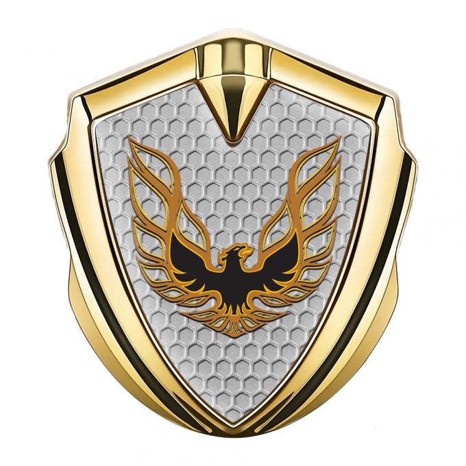 Pontiac Firebird Emblem Badge Self Adhesive Gold Honeycomb Copper Logo