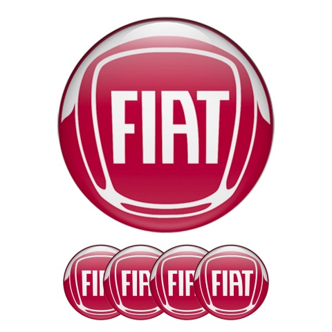 Fiat Silicone Stickers Center Caps Red Grey