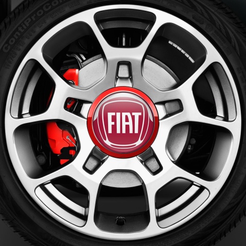 Fiat Silicone Stickers Center Caps Red Grey