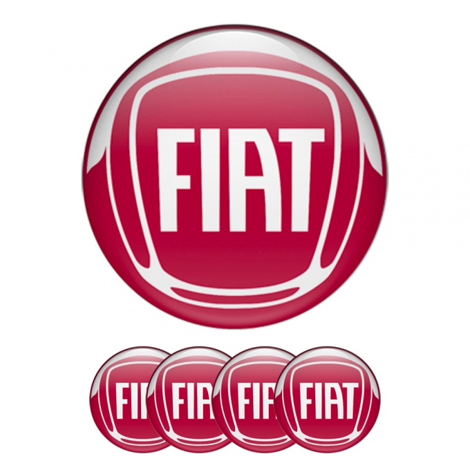 Fiat Silicone Stickers Center Caps Red Grey