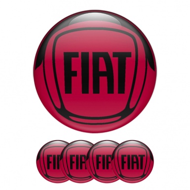 Fiat Silicone Stickers Center Caps Red Black