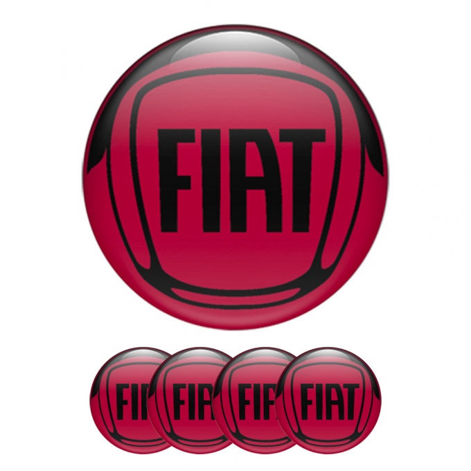 Fiat Silicone Stickers Center Caps Red Black