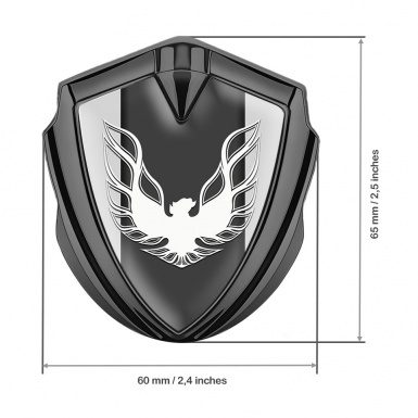 Pontiac Firebird Emblem Trunk Badge Graphite Grey Base White Logo