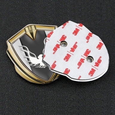 Pontiac Firebird Emblem Trunk Badge Gold Grey Base White Logo