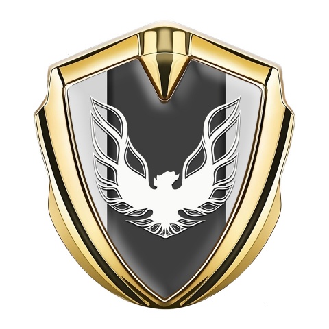 Pontiac Firebird Emblem Trunk Badge Gold Grey Base White Logo