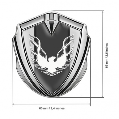 Pontiac Firebird Emblem Trunk Badge Silver Grey Base White Logo