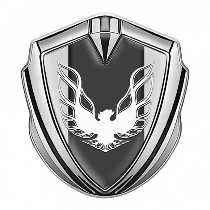 Pontiac Firebird Emblem Trunk Badge Silver Grey Base White Logo