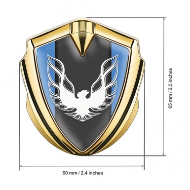 Pontiac Firebird Emblem Self Adhesive Gold Glacial Blue White Logo