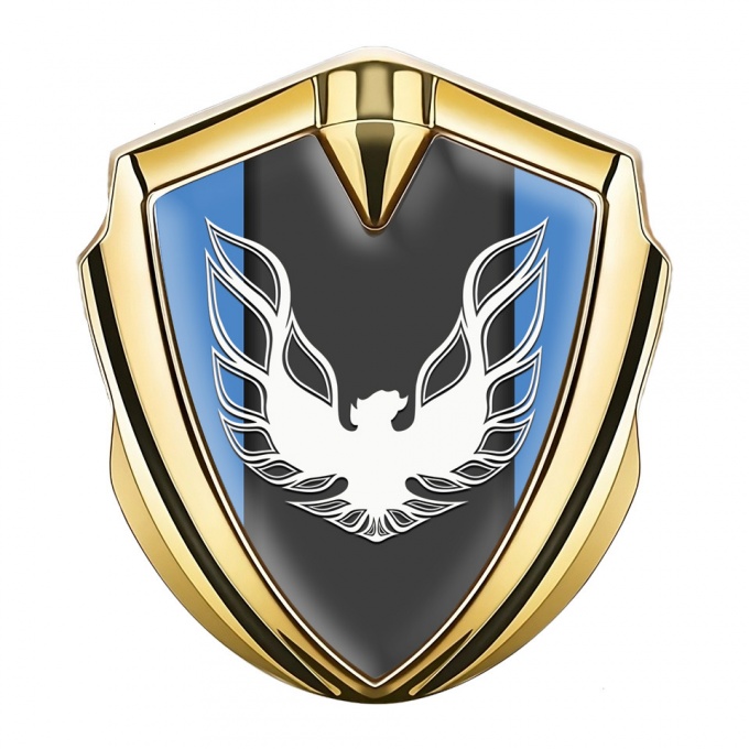 Pontiac Firebird Emblem Self Adhesive Gold Glacial Blue White Logo