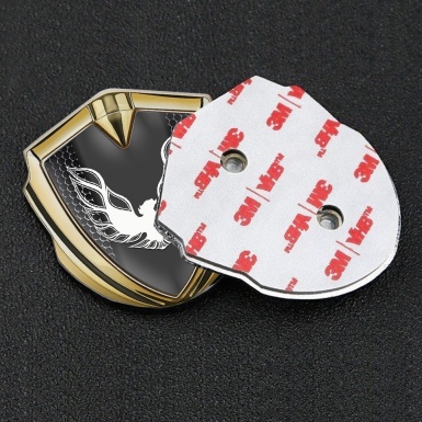 Pontiac Firebird Metal Emblem Badge Gold Dark Mesh Frame White Logo