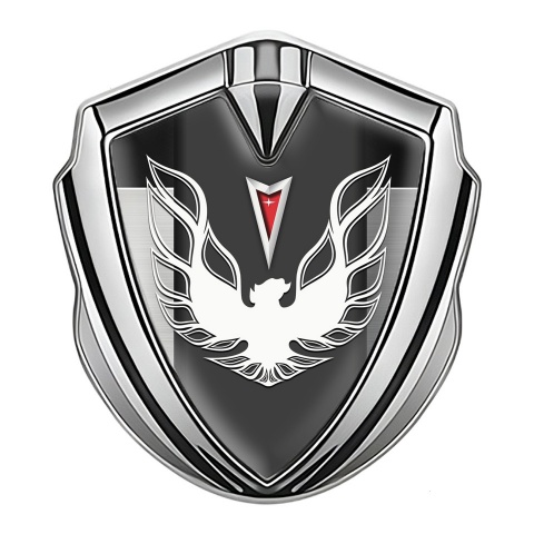 Pontiac Firebird Domed Emblem Badge Silver Metal Sheet White Red Logo