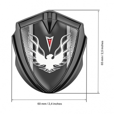 Pontiac Firebird Emblem Ornament Badge Graphite Steel Frame White Red Logo
