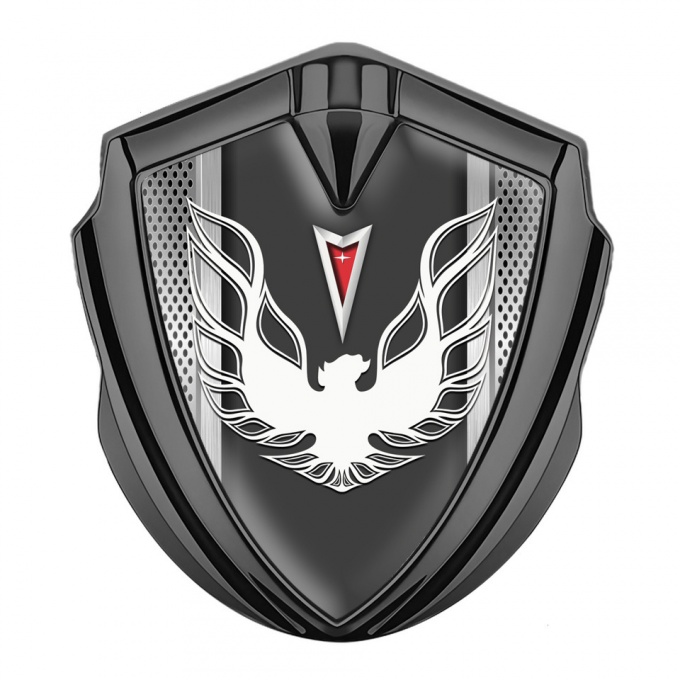 Pontiac Firebird Emblem Ornament Badge Graphite Steel Frame White Red Logo