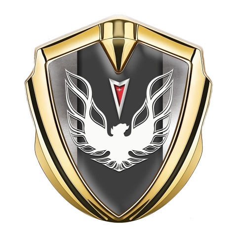 Pontiac Firebird Bodyside Emblem Gold Polished Frame White Red Logo