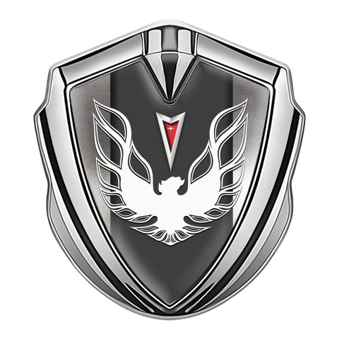 Pontiac Firebird Bodyside Emblem Silver Polished Frame White Red Logo