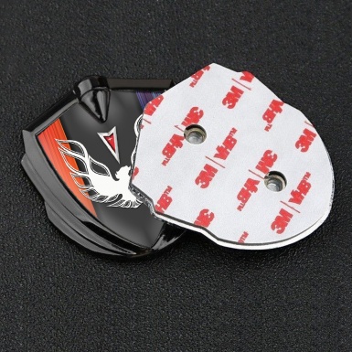 Pontiac Firebird Emblem Metal Badge Graphite Color Frame White Red Logo
