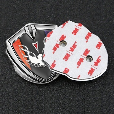 Pontiac Firebird Emblem Metal Badge Silver Color Frame White Red Logo